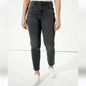 American Eagle Jeans Womens 8 Curvy Mom Jeans Black Denim Stretch Pockets